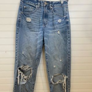 Distressed mom jeans